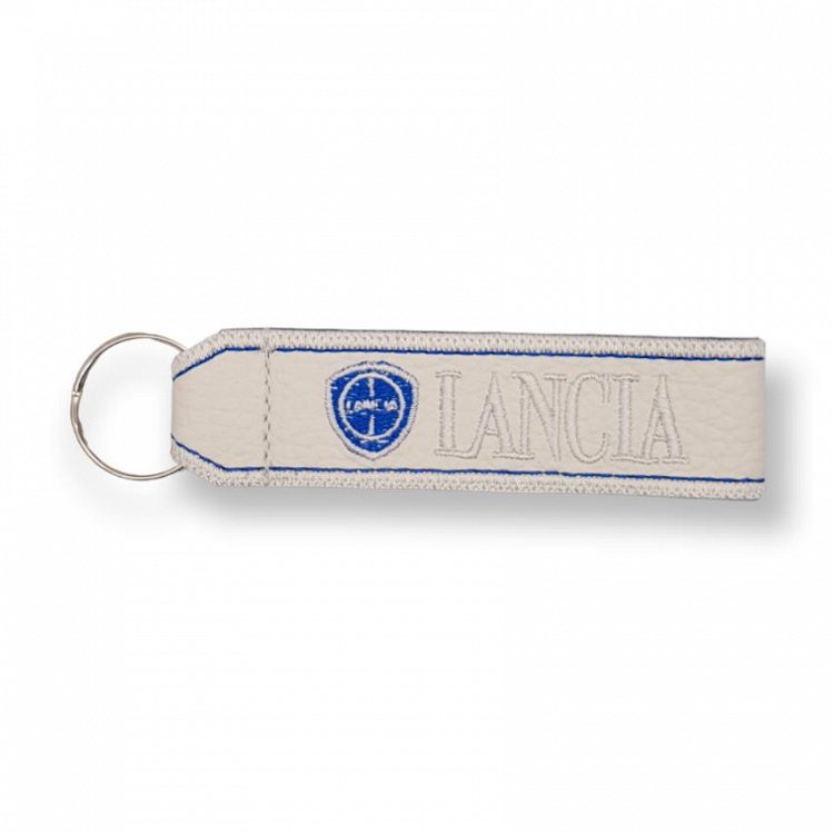 Δερμάτινο Κεντητό Μπρελόκ LANCIA Λευκό