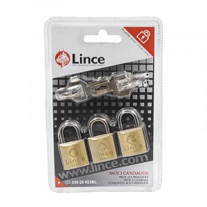 3 Λουκέτα Lince με Ίδιο Κλειδί Κοντόλαιμα Ορειχάλκινα