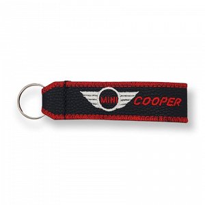 Δερμάτινο Κεντητό Μπρελόκ Mini Cooper Μαύρο