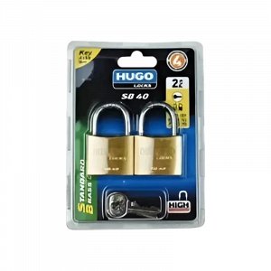 HUGO SB 40mm Λουκέτο ορειχάλκινο σε συσκευασία blister 2, 3 ή 4 λουκέτα με το ίδιο κλειδί