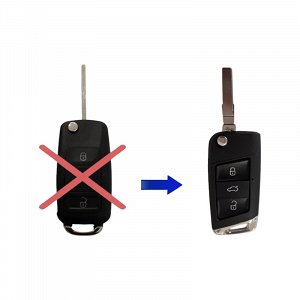 Κέλυφος μετατροπής αναδιπλούμενου τηλεχειριστηρίου με λάμα HU66 και 3 κουμπιά τύπου αυτοκινήτου Group Vag